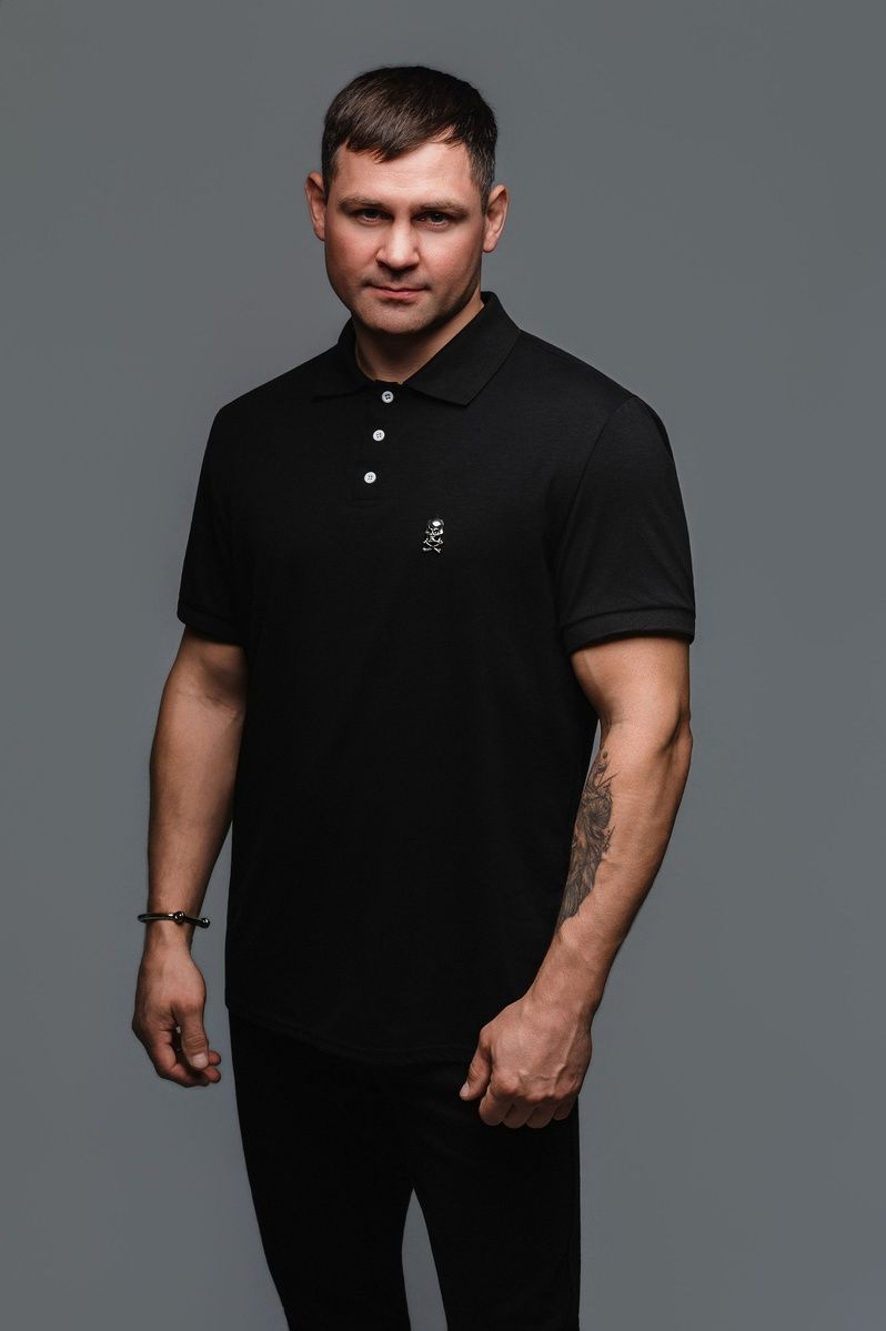 Black Men's Short Sleeve Polo Shirt